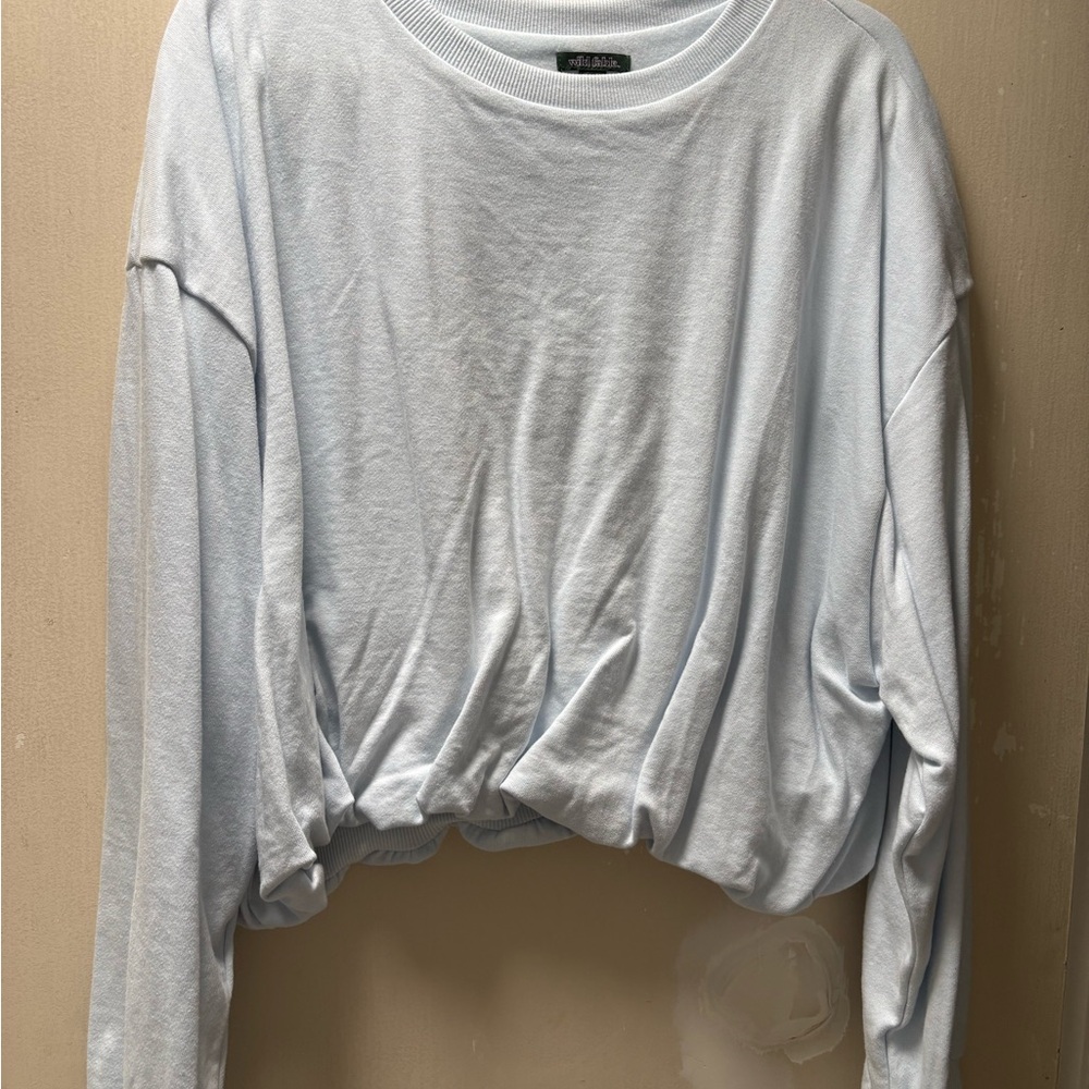 wild fable Pale Blue Cropped Long-Sleeve Sweatshirt